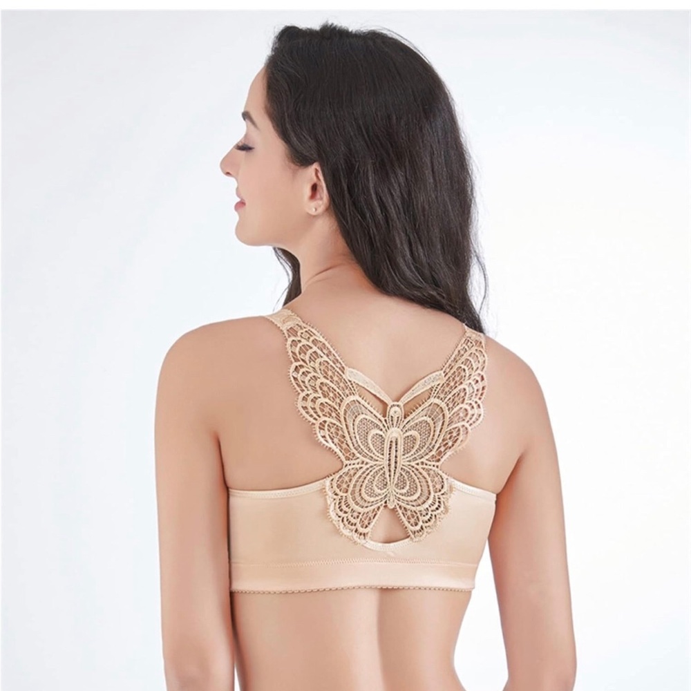 Womens Front Closure Bras Butterfly Beauty Back Bralette Oversize Wire-Free Bra View 2
